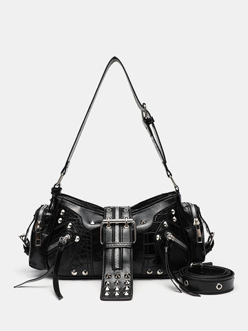 Rivet one-shoulder commuter crossbody motorcycle bag