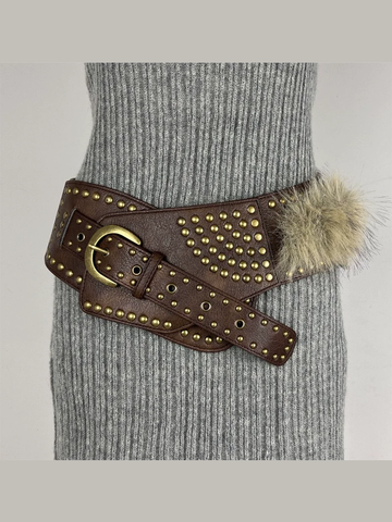 Women's Fur Belt Retro Versatile Faux Leather Belt MDA0480H9T