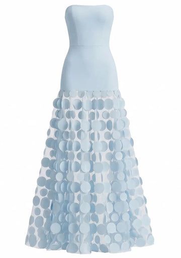 Strapless A Line Maxi Dress Light Blue