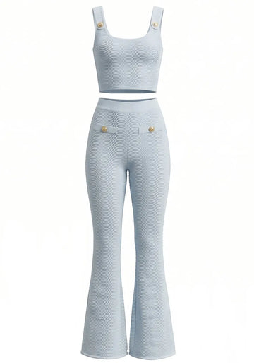 Ribbed Two Piece Jumpsuit Light Blue