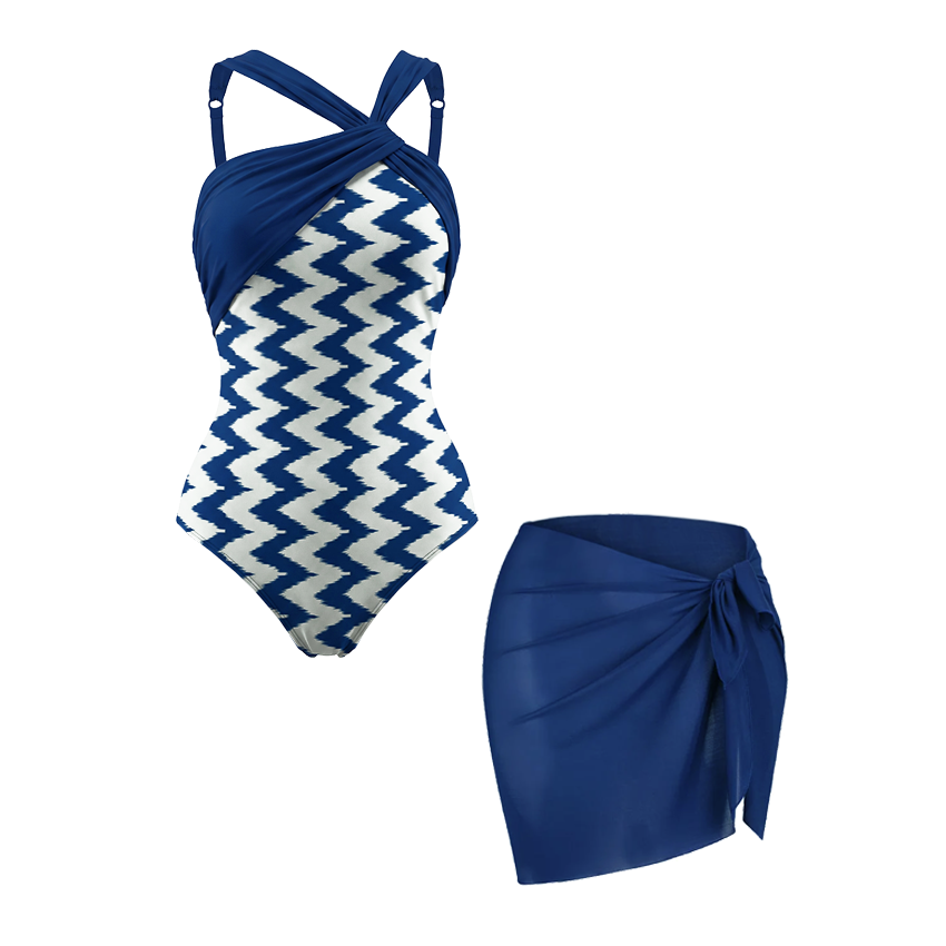 Plus Size Color Blocking Drawstring Shaping Effect Swimsuit set(s)