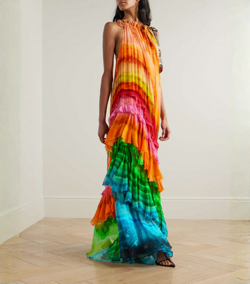Ombre Print Halter Dress
